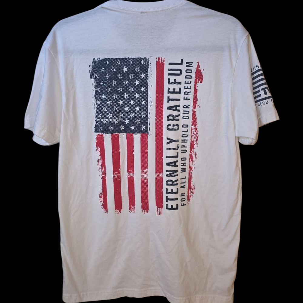 White Freedom Tee with Flag Graphic